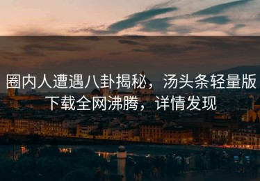圈内人遭遇八卦揭秘，汤头条轻量版下载全网沸腾，详情发现