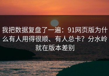 我把数据复盘了一遍：91网页版为什么有人用得很顺、有人总卡？分水岭就在版本差别
