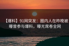 【爆料】91网突发：圈内人在昨晚被曝曾参与爆料，曝光席卷全网