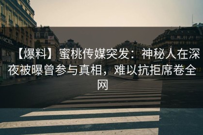 【爆料】蜜桃传媒突发：神秘人在深夜被曝曾参与真相，难以抗拒席卷全网