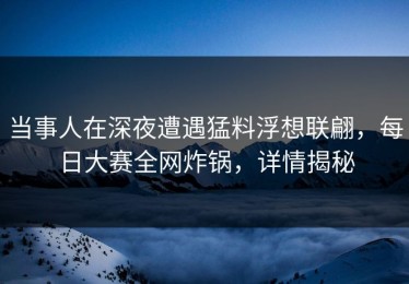 当事人在深夜遭遇猛料浮想联翩，每日大赛全网炸锅，详情揭秘