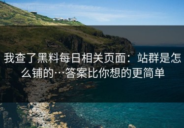 我查了黑料每日相关页面：站群是怎么铺的…答案比你想的更简单