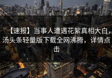 【速报】当事人遭遇花絮真相大白，汤头条轻量版下载全网沸腾，详情点击