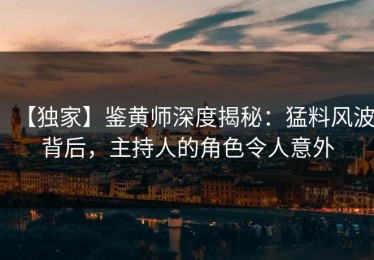 【独家】鉴黄师深度揭秘：猛料风波背后，主持人的角色令人意外