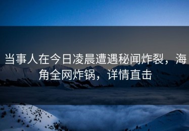 当事人在今日凌晨遭遇秘闻炸裂，海角全网炸锅，详情直击
