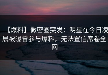 【爆料】微密圈突发：明星在今日凌晨被曝曾参与爆料，无法置信席卷全网