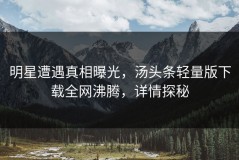 明星遭遇真相曝光，汤头条轻量版下载全网沸腾，详情探秘