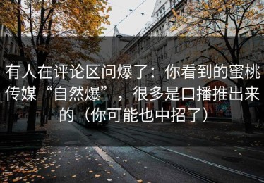 有人在评论区问爆了：你看到的蜜桃传媒“自然爆”，很多是口播推出来的（你可能也中招了）