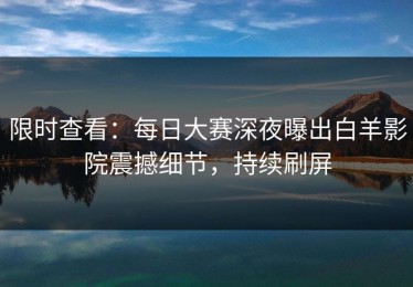 限时查看：每日大赛深夜曝出白羊影院震撼细节，持续刷屏