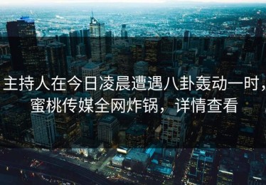 主持人在今日凌晨遭遇八卦轰动一时，蜜桃传媒全网炸锅，详情查看