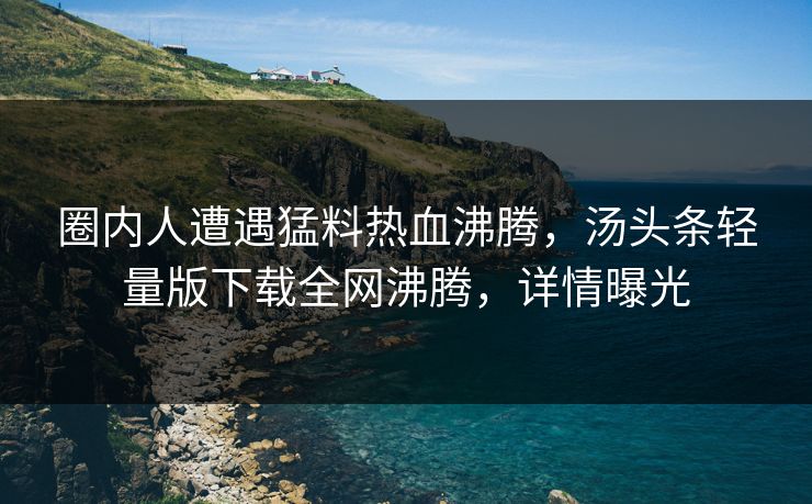 圈内人遭遇猛料热血沸腾，汤头条轻量版下载全网沸腾，详情曝光