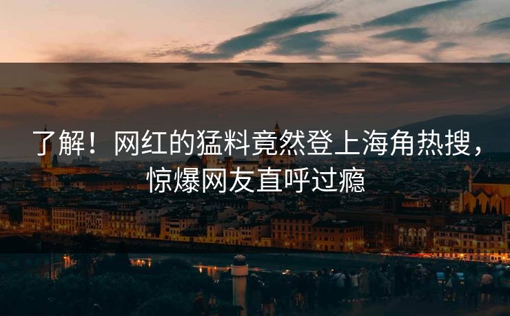 了解！网红的猛料竟然登上海角热搜，惊爆网友直呼过瘾