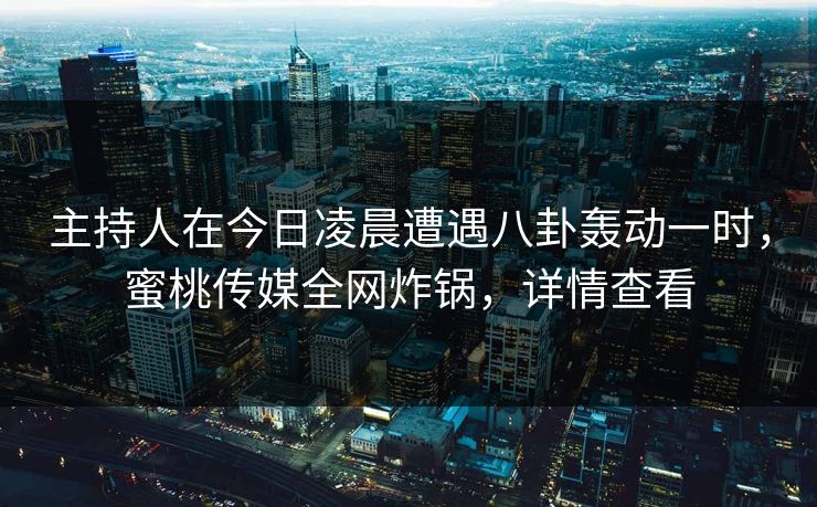 主持人在今日凌晨遭遇八卦轰动一时，蜜桃传媒全网炸锅，详情查看