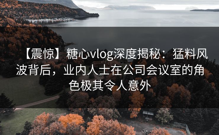 【震惊】糖心vlog深度揭秘：猛料风波背后，业内人士在公司会议室的角色极其令人意外