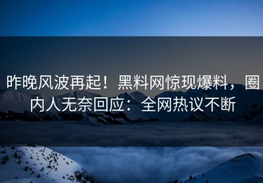 昨晚风波再起！黑料网惊现爆料，圈内人无奈回应：全网热议不断