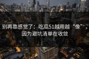 别再靠感觉了：吃瓜51越用越“像”，因为避坑清单在收敛