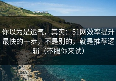 你以为是运气，其实：51网效率提升最快的一步，不是别的，就是推荐逻辑（不服你来试）