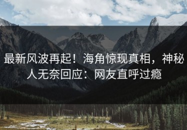 最新风波再起！海角惊现真相，神秘人无奈回应：网友直呼过瘾