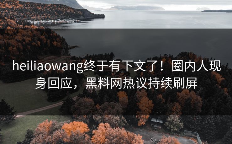 heiliaowang终于有下文了！圈内人现身回应，黑料网热议持续刷屏