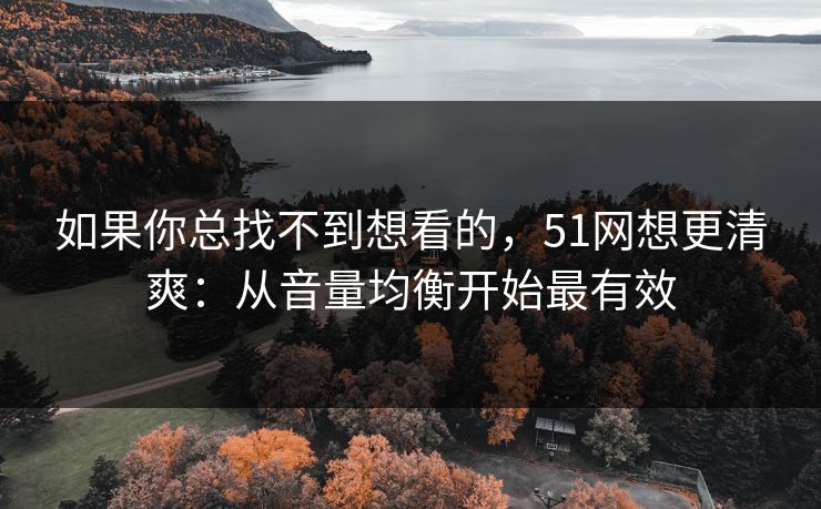 如果你总找不到想看的，51网想更清爽：从音量均衡开始最有效