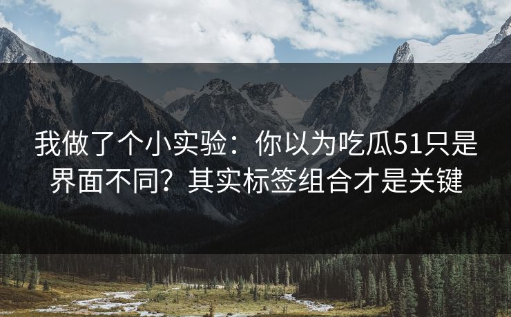 我做了个小实验：你以为吃瓜51只是界面不同？其实标签组合才是关键